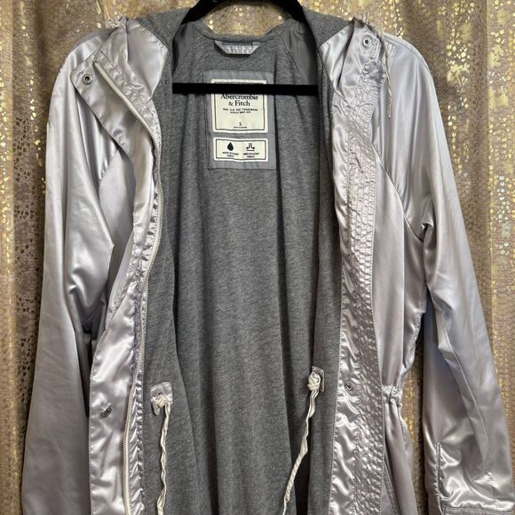 Vintage Y2K Abercrombie & Fitch Silky Gray Water Wind Resistant Light Jacket Sma - Picture 11 of 12